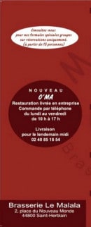 Menu Le Malala - les informations supplémentaires