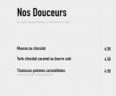 Menu Brasserie l'idealiste - Les douceurs