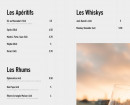 Menu Brasserie l'idealiste - Les apéritifs, rhums et whiskys