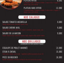 Menu Food factory - Les salades et grillades