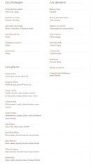 Carte et menu de La Chancellerie à Orleans — Les fromages, desserts et glaces