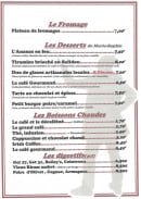 Menu La petite folie - Les fromages, les desserts ..;