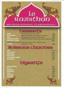 Menu Le Rajisthan - Les desserts, les boissons chaudes ...