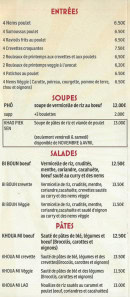 Menu Yensabai - Les entrées, pates et salades,...