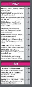 Menu Olive & plus - Les pizzas et pâtes 