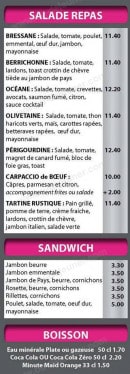 Menu Olive & plus - Les salades, sandwiches et boissons 