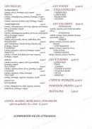 Menu La Traviata - Les pizzas, les pâtes, les salades...
