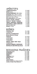 Menu CantalBetz - Les apéritifs, bières, ...