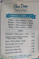 Menu Chez Dom - La carte