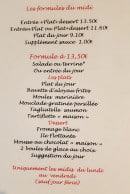Menu L'Escale - Les formules