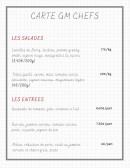 Menu Gm Chefs - Les salades et entrées