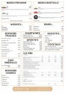 Menu Le Clos de St Cyr - Les bières, whiskies, rhums...