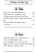 Menu Hostellerie du Grand Sully - Les entrées et poissons 