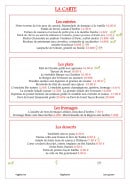 Menu Les Terrasses de Montargis - Les entrées, plats, fromages et desserts