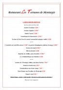 Menu Les Terrasses de Montargis - La carte room service