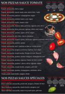 Menu Subito - Les pizzas sauces tomates et pizzas sauces spéciales