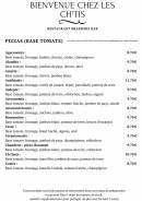 Menu Hotel du centre - pizzas sur place
