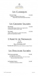 Menu Aux Lodges du Mas de Nadal - Les classiques, grandes salades et douceurs sucrées,...