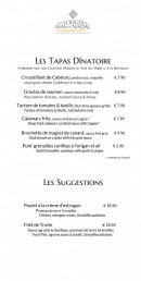 Menu Aux Lodges du Mas de Nadal - Les tapas et suggestions