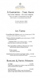 Menu Aux Lodges du Mas de Nadal - Les tapas, burgers et frites