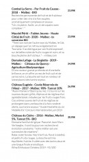 Menu Aux Lodges du Mas de Nadal - Les vins rouges