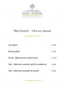 Menu Aux Lodges du Mas de Nadal - Les glaces