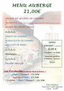 Menu Auberge des Versanes - Les menus et formules 