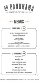 Menu Au Panorama - Les menus