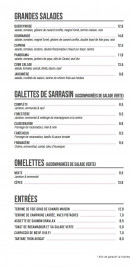 Menu Au Panorama - Les grandes salades, galettes de sarrasin, ...