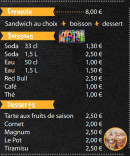 Menu Le Délice 47 - Les formules, boissons et desserts