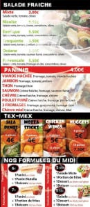 Menu Pizza one - Les salades, paninis, tex mex et formules 