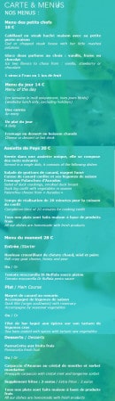 Carte et menu de Le Patio d'Hauteville à Penne d'Agenais — Menus