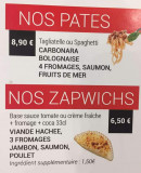 Menu Royal pizza 47 - les pates et zapwichs