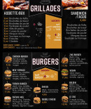 Carte et menu de Grillade Avenue à Villeneuve sur Lot — Les sandwichs, assiettes et burgers