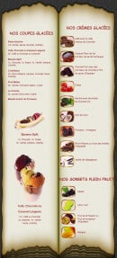 Carte et menu de Le P'tit Paris à Villeneuve sur Lot — Les glaces