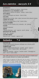 Carte et menu de Restaurant Fayrouz à Villeneuve sur Lot — Les entrées, mezzés et salades