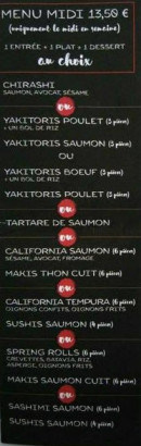 Carte et menu de Sukani à Villeneuve sur Lot — Menu midi