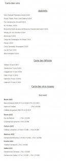 Carte et menu de Restaurant Océanis à Foulayronnes — Les vins