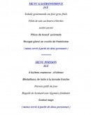 Carte et menu de Restaurant Océanis à Foulayronnes — Les menus suite