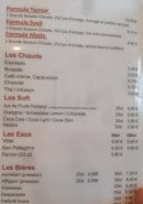 Menu La Taverne d'Henri - Les formules, chauds, softs,...