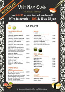 Menu Vietnam Quan - La carte