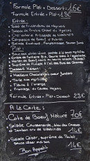 Menu L'Imprévu - Les formules, menus à la carte