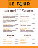 Menu Le four - Plats, desserts, boissons,...