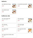 Menu Nagoya - Yakitoris et california rolls