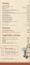 Carte et menu de La Petite Verrière à Verrières-en-Anjou — Les viandes, poissons, ...