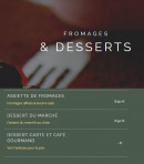 Carte et menu de Les Toqués d'Anjou à Rives-du-Loir-en-Anjou — Les fromages & desserts