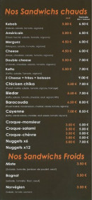 Menu Le Délice - Sandwiches