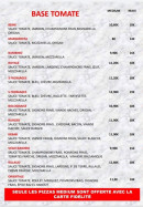 Carte et menu de Laëtizia Pizza à Noyant la Gravoyere — Pizzas base tomate