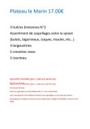 Carte et menu de L'Océan à Orée d'Anjou — Les plateaux le marin