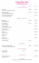 Carte et menu de Les Enfants Terribles à Beaupréau-en-Mauges — Les vins